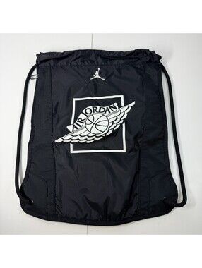 Nike Air Jordan Drawstring Gym Sack Backpack Black Basketball Wings Jumpman Logo
